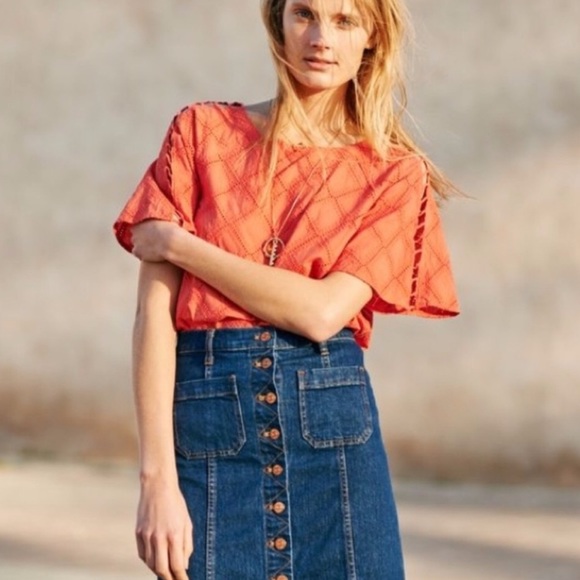 Madewell Button Front Denim Mini Skirt - Picture 2 of 6